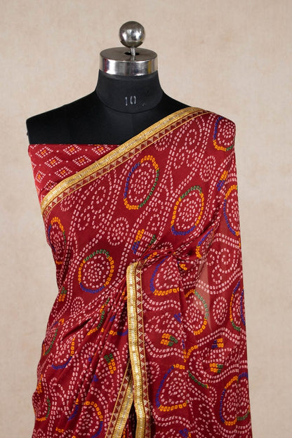 Elegant Moss Crepe Bandhani Print Saree - KANHASAREE