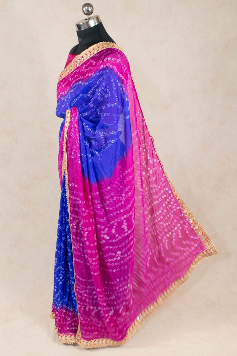 Exquisite Art Silk Bandhani Gota Patti Border Saree - KANHASAREE