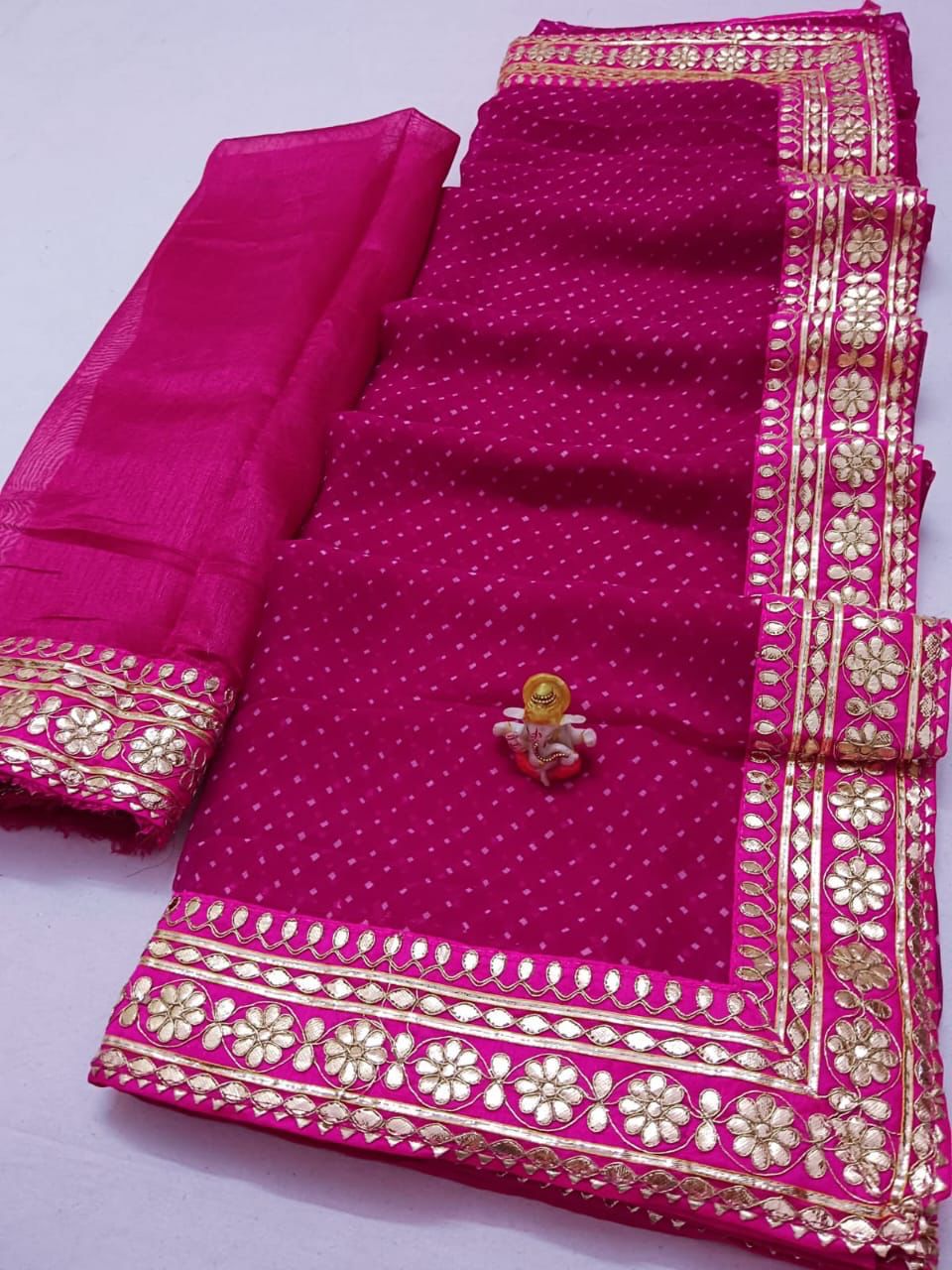 Delightful Red Color Embroidery Work Organza Base Heavy Saree