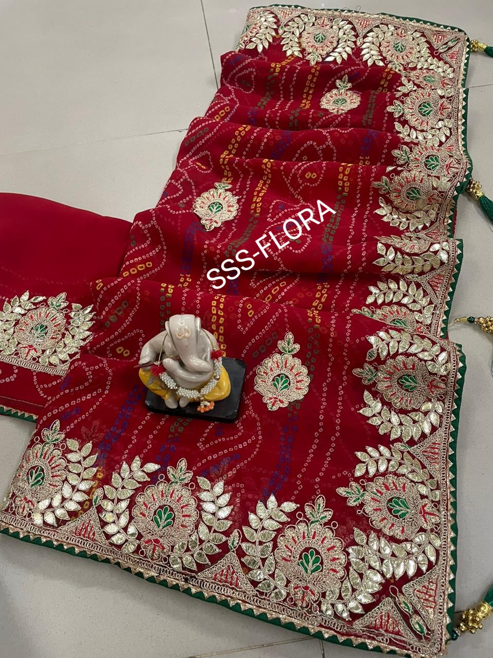 Exquisite Bandhej Georgette Saree with Gottapati Pallu - KANHASAREE