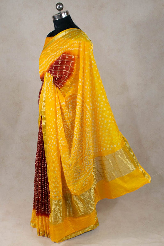 Art Silk Gharchola Saree with Small Checks - Kanhasarees by ksds