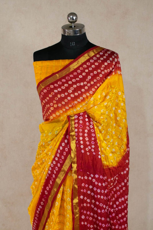 Elegant Art Silk Gharchola Saree with Small Checks - Kanhasarees by ksds