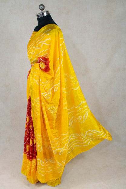 Elegance in Motion: Art Silk Bandhani Saree by KSDS - KANHASAREE