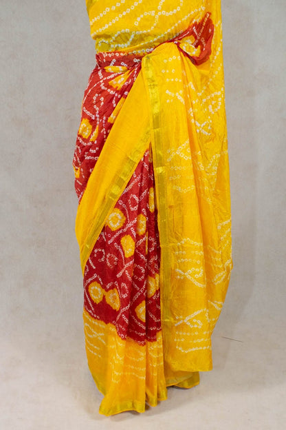 Elegance in Motion: Art Silk Bandhani Saree by KSDS - KANHASAREE