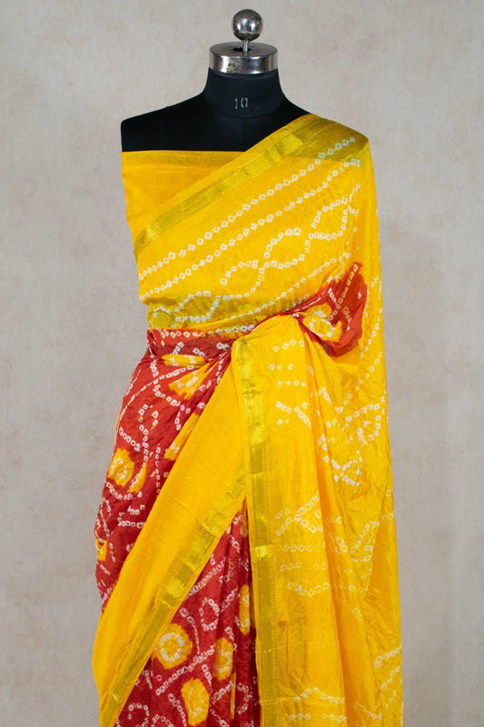 Elegance in Motion: Art Silk Bandhani Saree by KSDS - Kanhasarees by ksds
