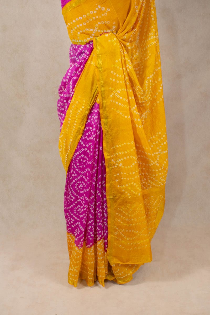 Green Bandhej Banarasee Silk Saree|Best Bandhani Saree Online|Jhakhas