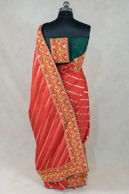 Exquisite Vichitra Silk Leheriya Saree with Zari Work - Elegant Fusion - KANHASAREE