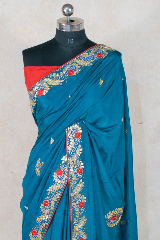Elegant Dola Silk Gotapatti Jaipuri Handwork Saree - Kanhasarees by ksds
