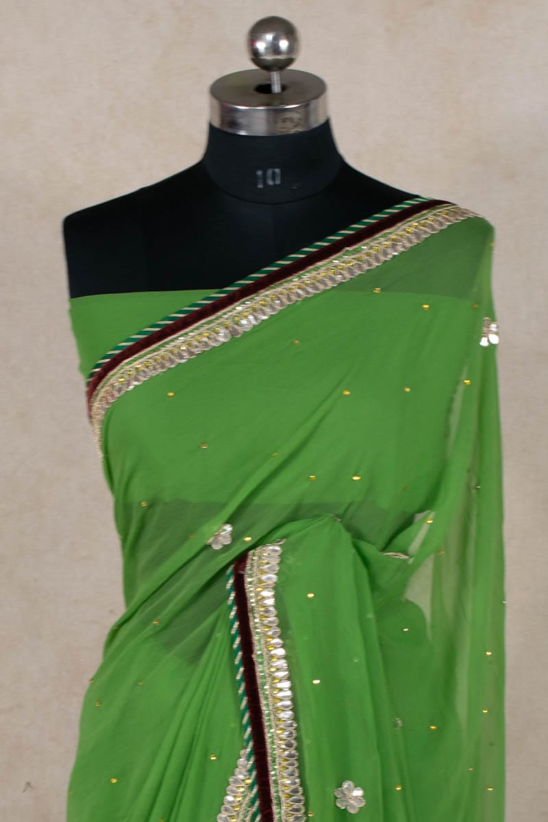 Elegant Georgette Handwork Gota Patti Saree by KSDS - KANHASAREE