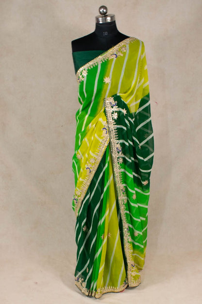 Elegance Redefined: Georgette  Gota Patti Saree - KANHASAREE