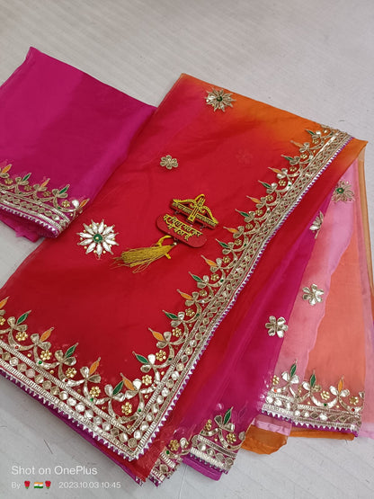 Pure Organza gota patti work saree - KANHASAREE