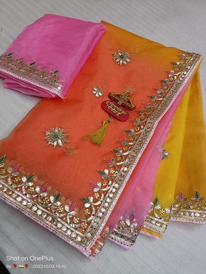 Pure Organza gota patti work saree - KANHASAREE