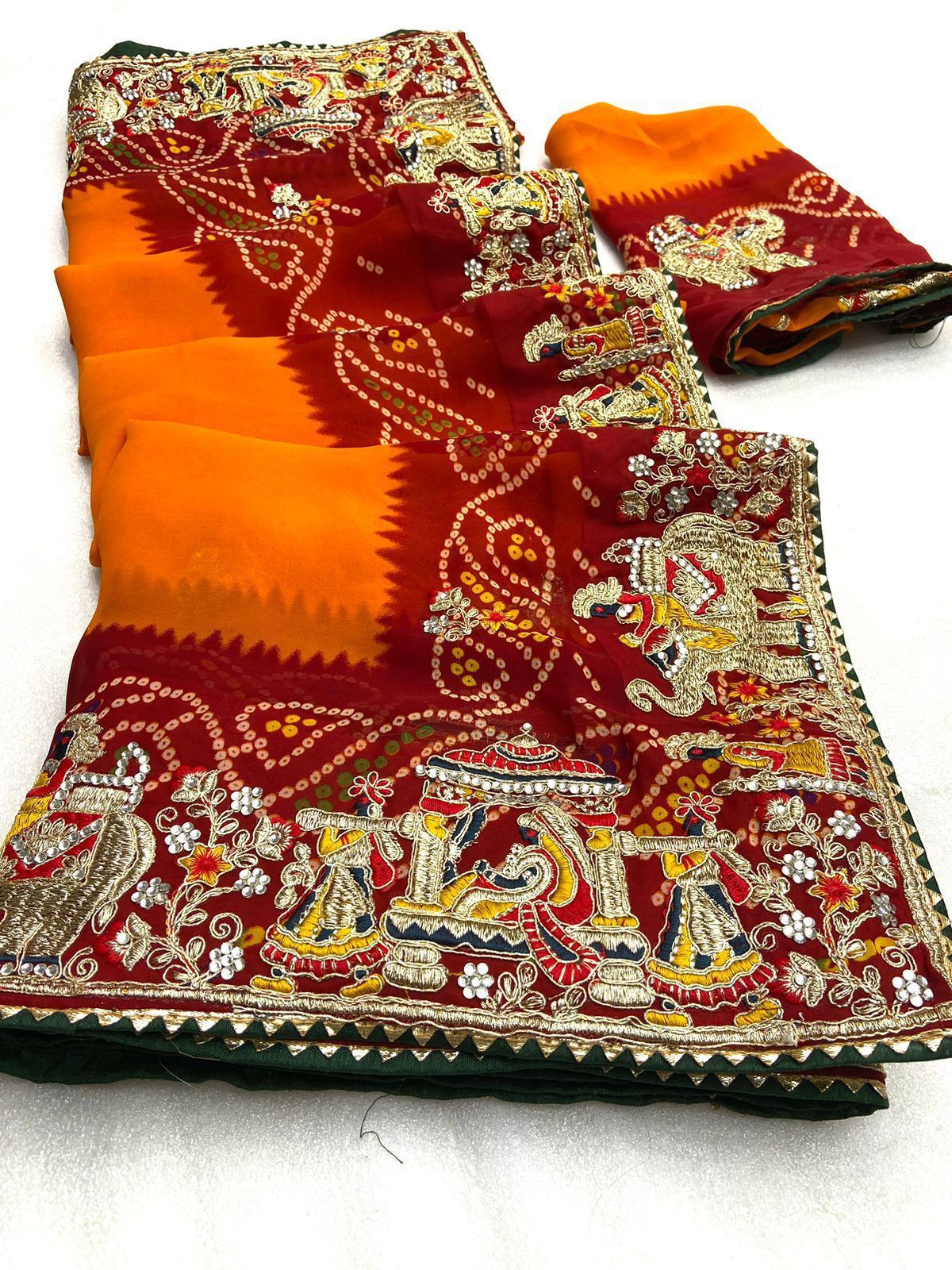 Georgette Piliya saree Barat work - KANHASAREE