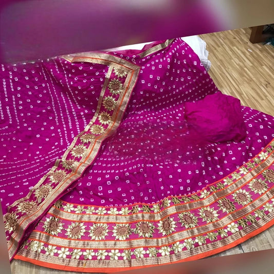 Art silk jaipuri bandhani lehenga heavy gotapatti border - KANHASAREE