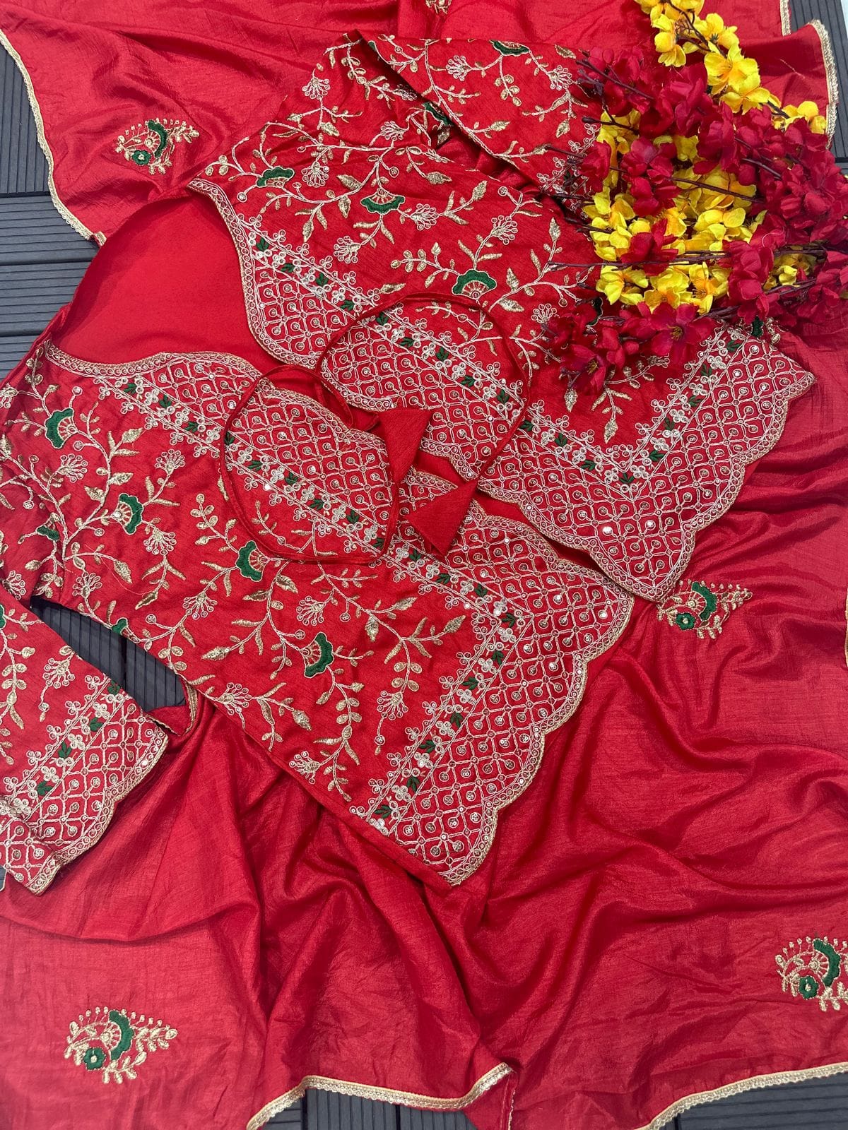 Embroidered Dolla Silk Saree with Koti - Elegant Party and Wedding Collection - KANHASAREE