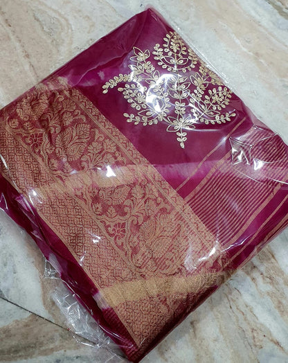 Fancy Lahariya Saree with Elegant Pittan Work – Pure Organza Fabric | With Blouse
