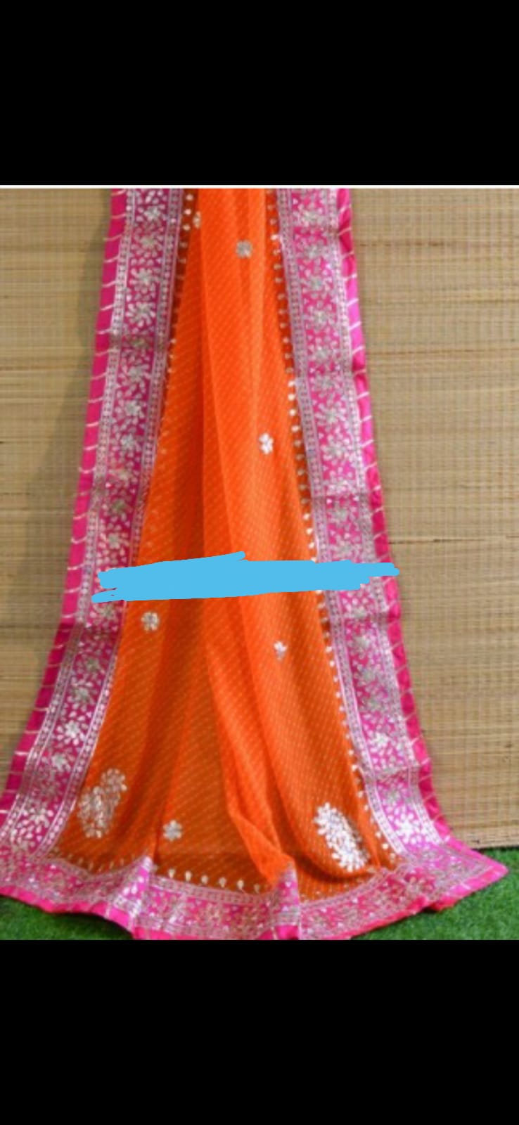 Georgette Mothra Leheriya Saree with Heavy Jaipuri Hand Gotta Patti Work
