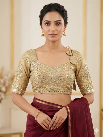 Pure Gajji Silk Blouse with Heavy Kachi Gota Patti Work