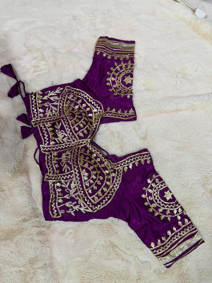 Pure Gajji Silk Blouse with Heavy Kachi Gota Patti Work