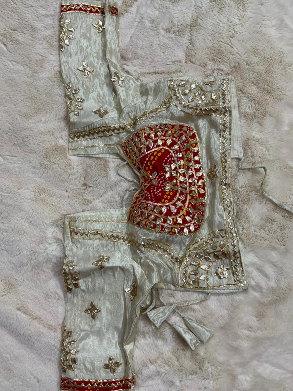 Pure Gajji Silk Blouse with Heavy Kachi Gota Patti Work