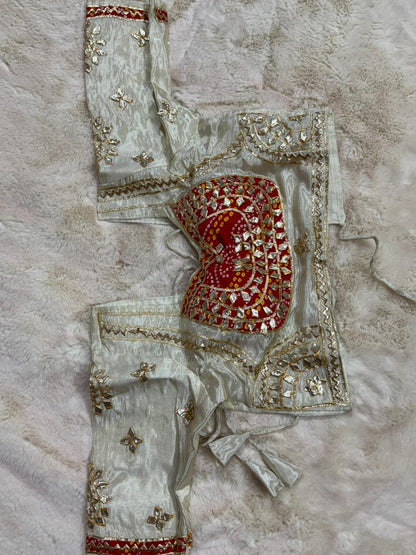 Pure Gajji Silk Blouse with Heavy Kachi Gota Patti Work