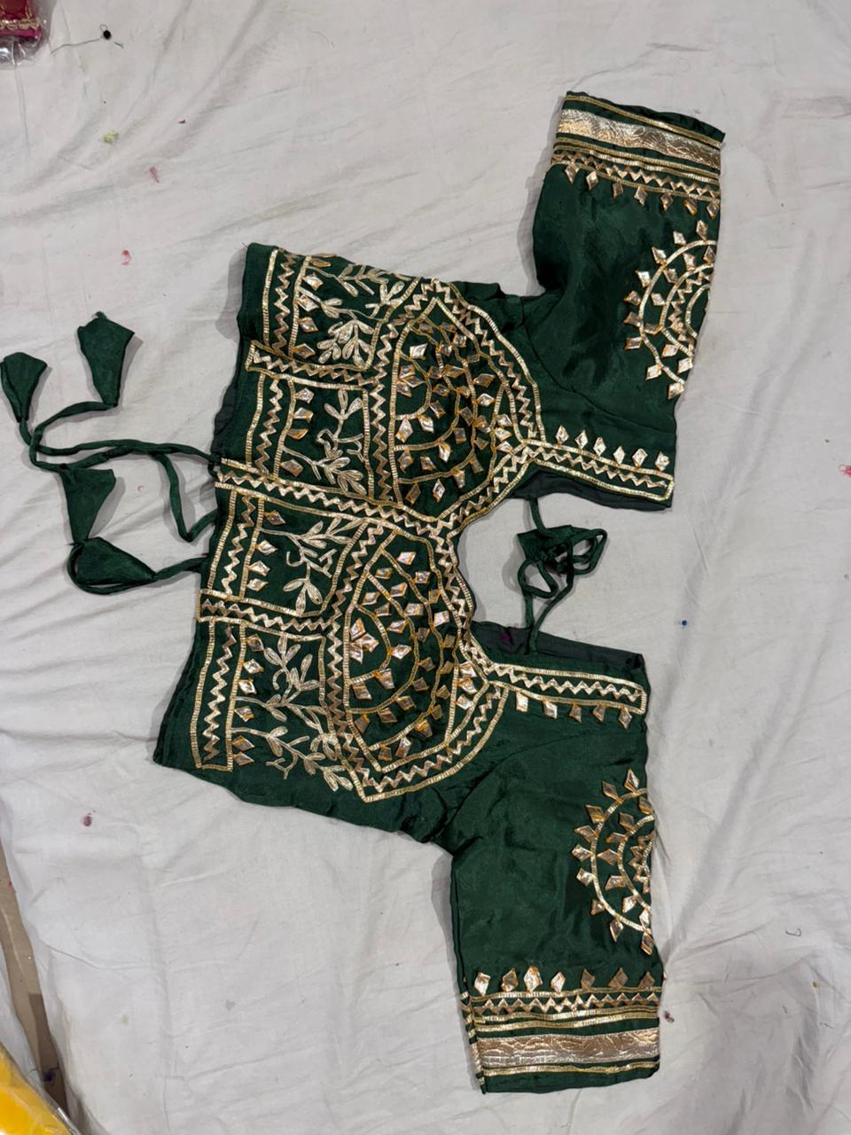 Pure Gajji Silk Blouse with Heavy Kachi Gota Patti Work
