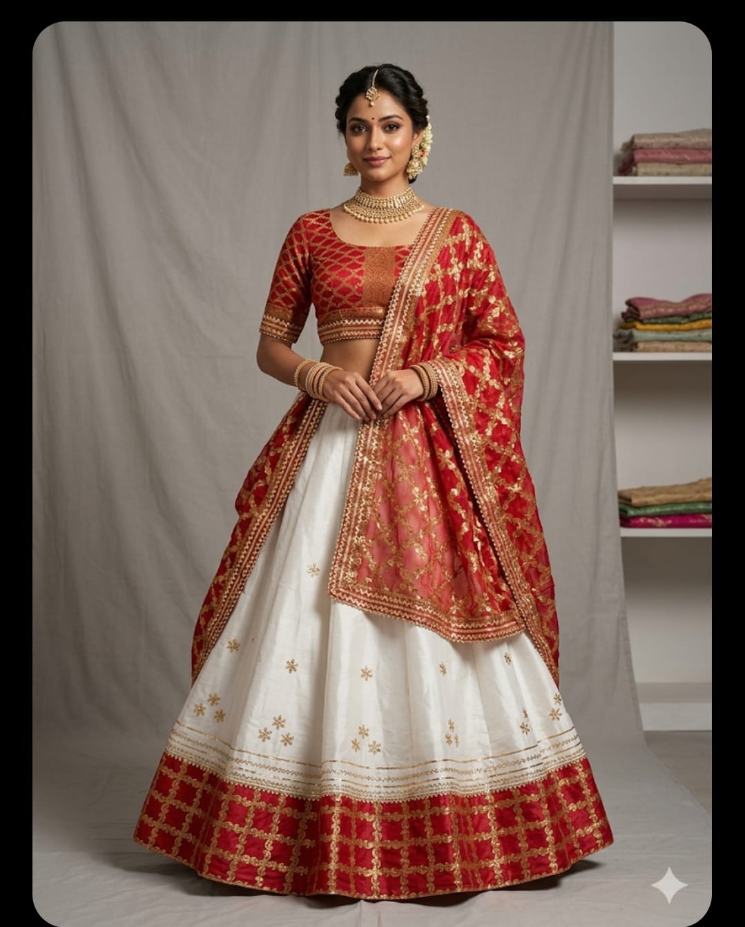 Cosmos Silk Lehenga with Jaipuri Gota Work & Ghatchola Dupatta