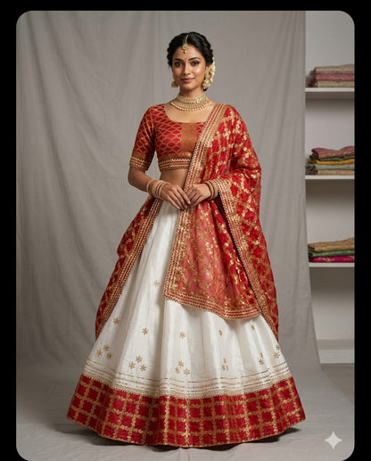 Cosmos Silk Lehenga with Jaipuri Gota Work & Ghatchola Dupatta