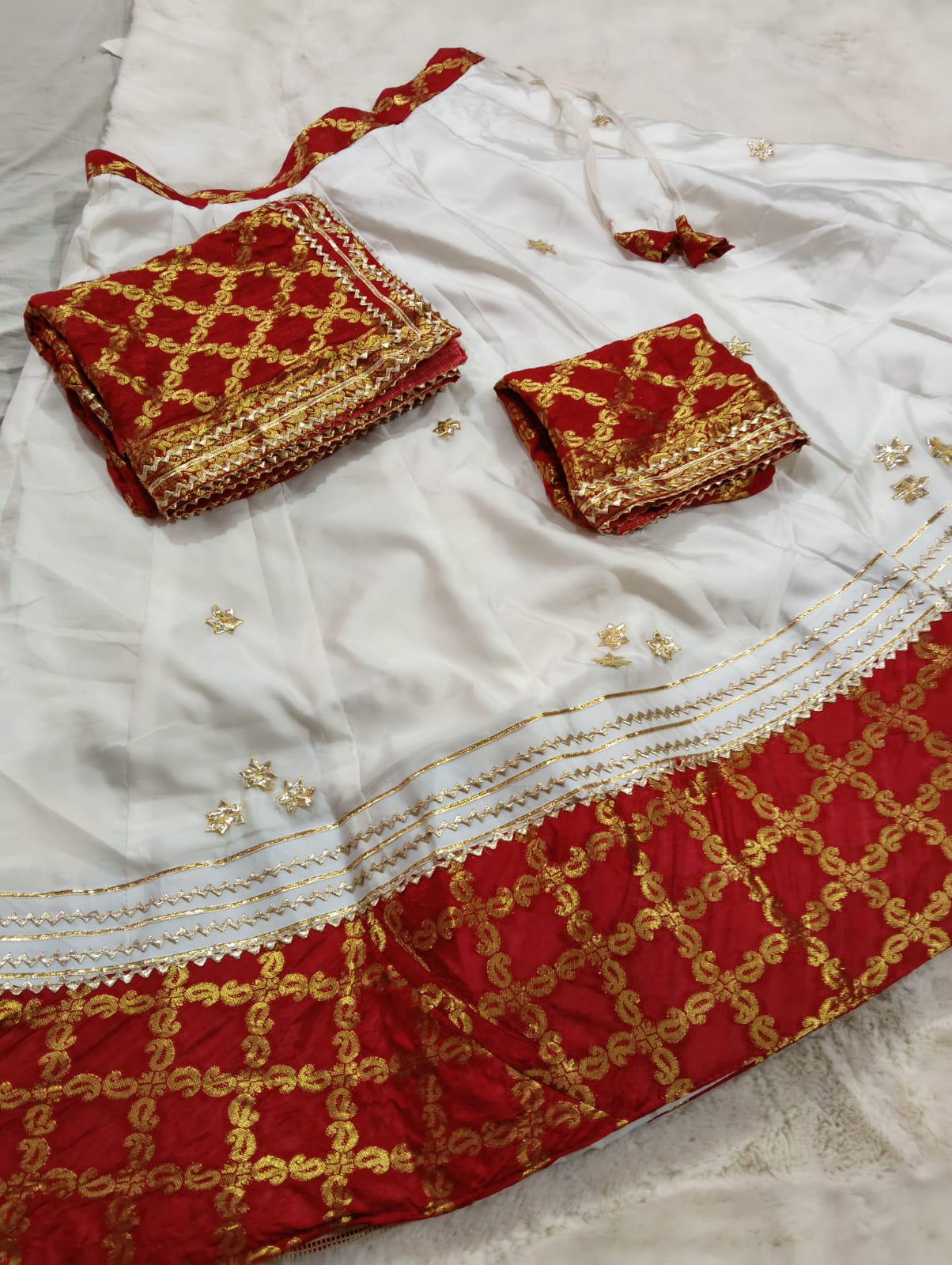 Cosmos Silk Lehenga with Jaipuri Gota Work & Ghatchola Dupatta