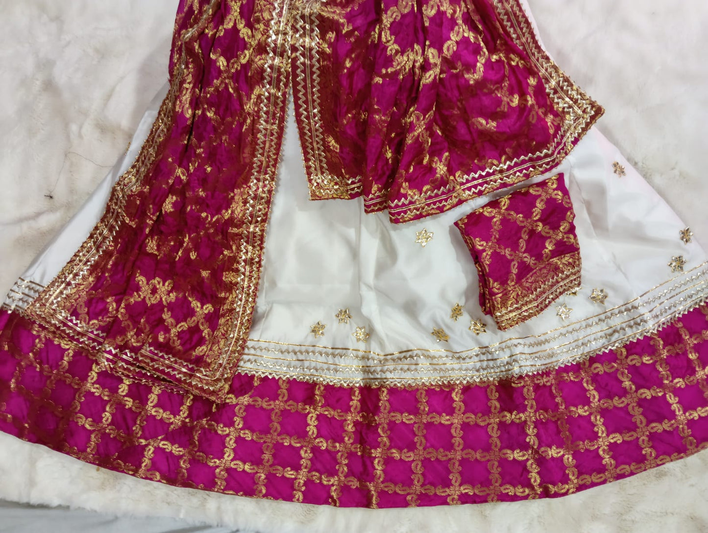 Cosmos Silk Lehenga with Jaipuri Gota Work & Ghatchola Dupatta