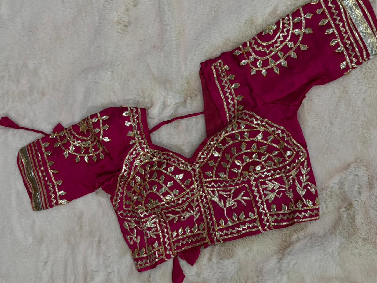 Pure Gajji Silk Blouse with Heavy Kachi Gota Patti Work