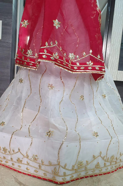 White Red Lehenga,  Rajasthani Lehenga choli