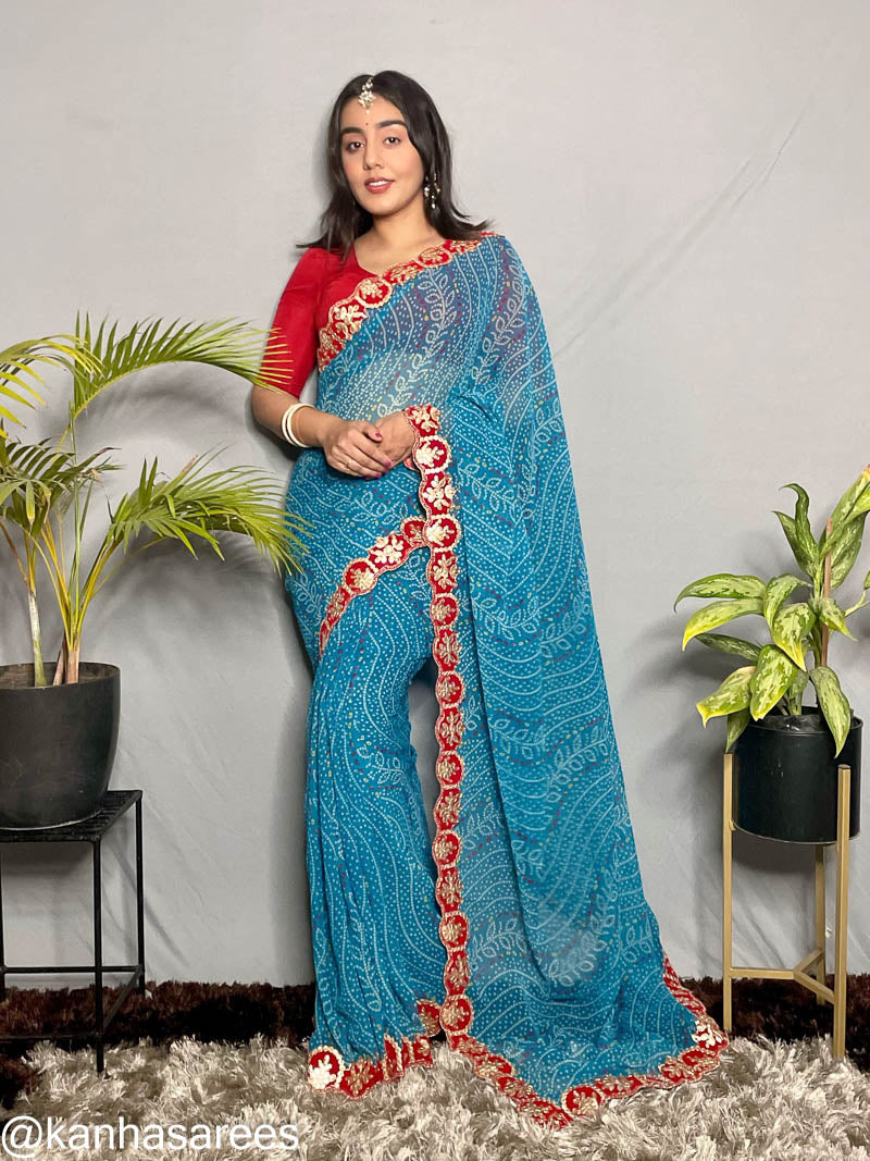 Pure georgette bandhani print saree - KANHASAREE