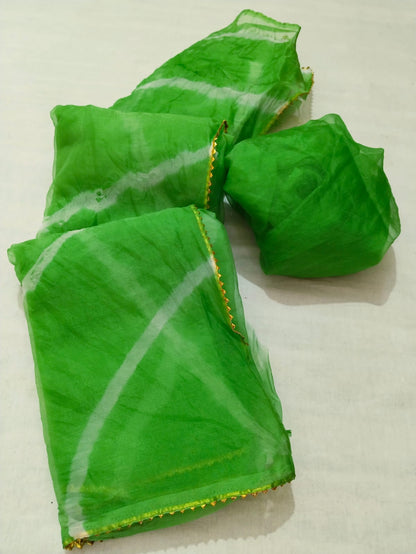 Jaipuri Chiffon leheriya saree gota patti border