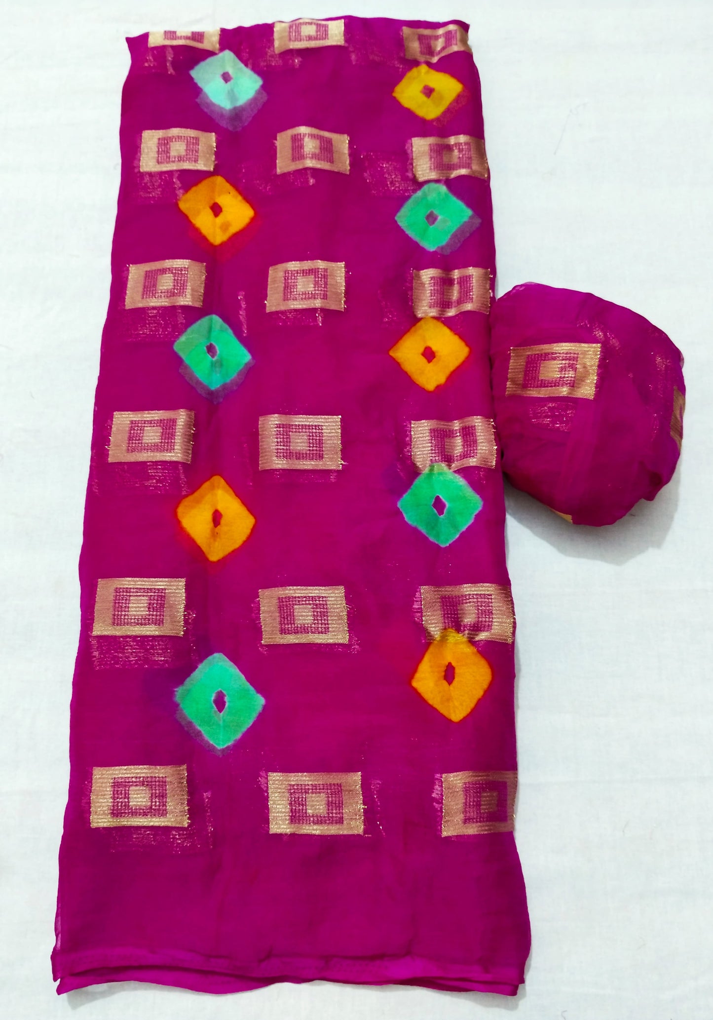 Chiffon zari box bandhani saree - rajasthani jaipuri saree