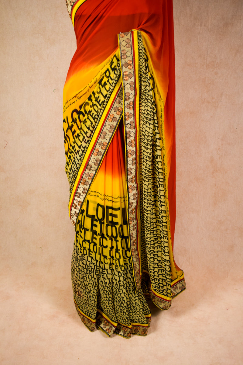 Pure georgette printed saree | partywear georgette saree - KANHASAREE