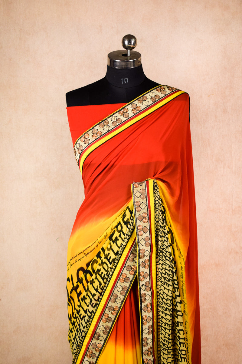 Pure georgette printed saree | partywear georgette saree - KANHASAREE