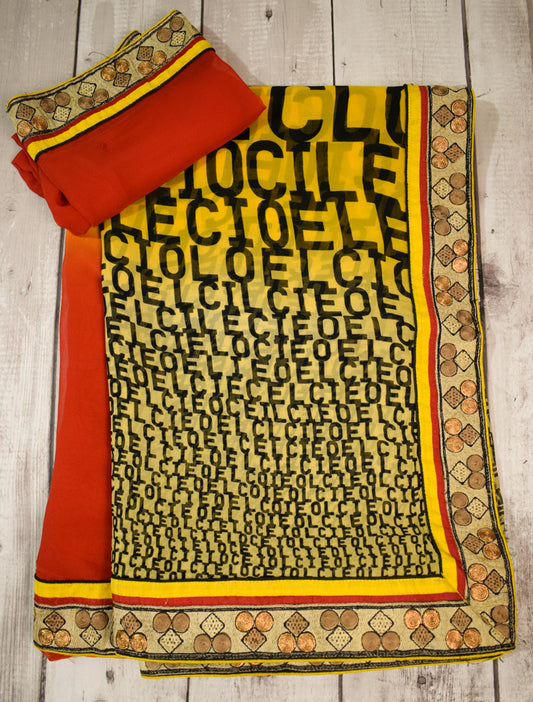 Pure georgette printed saree | partywear georgette saree - Kanhasarees by ksds