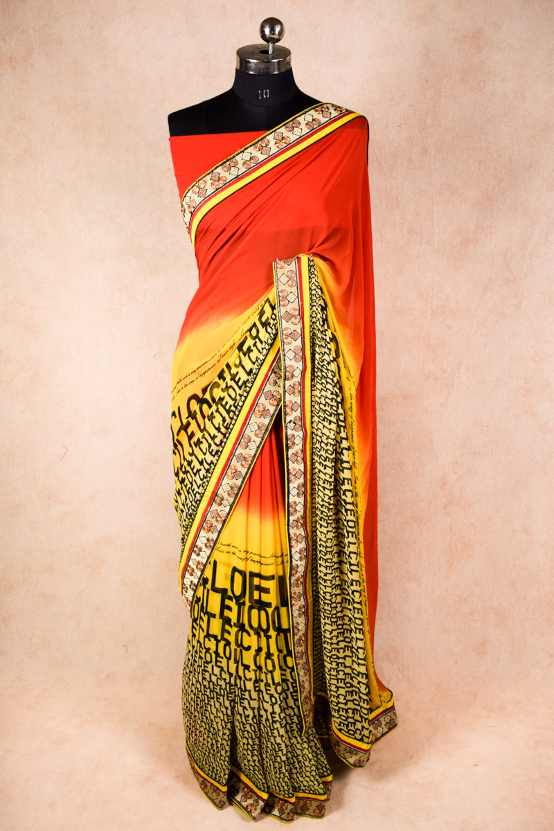 Pure georgette printed saree | partywear georgette saree - KANHASAREE