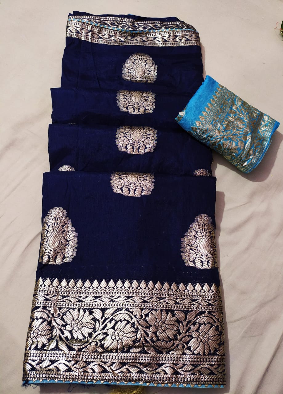 Pure Dola Silk Saree with Zari Weaving & Rich Buta Design