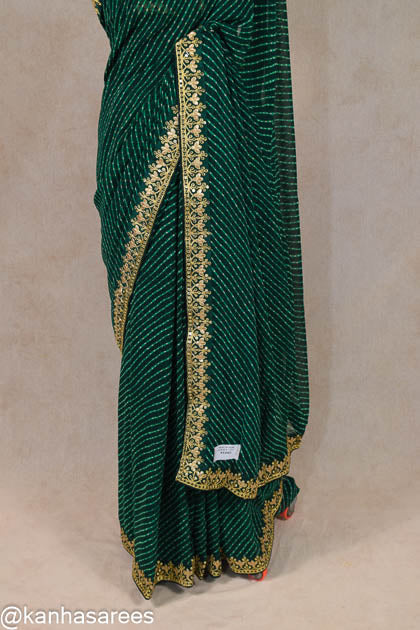 Georgette gotapatti border leheriya saree - Kanhasarees by ksds