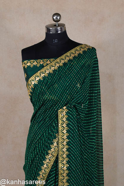 Georgette gotapatti border leheriya saree - KANHASAREE