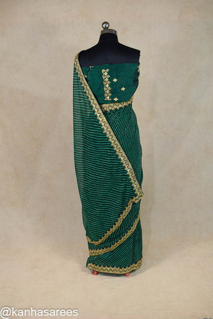 Georgette gotapatti border leheriya saree - KANHASAREE