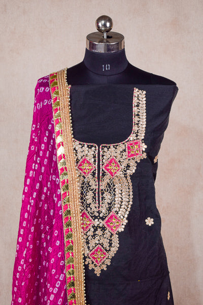 Gotapatti hand work suit  with dupatta - unstitched - KANHASAREE