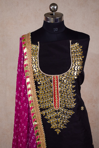 Gotapatti hand work suit  with dupatta - unstitched - Kanhasarees by ksds