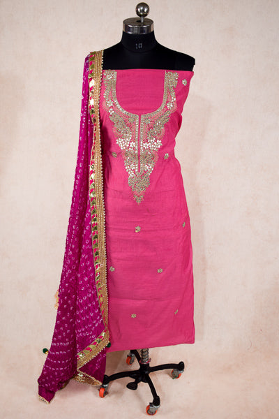 Gotapatti hand work suit  with dupatta - unstitched - KANHASAREE