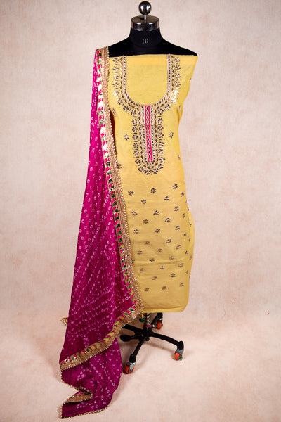 Gotapatti hand work suit  with dupatta - unstitched - KANHASAREE