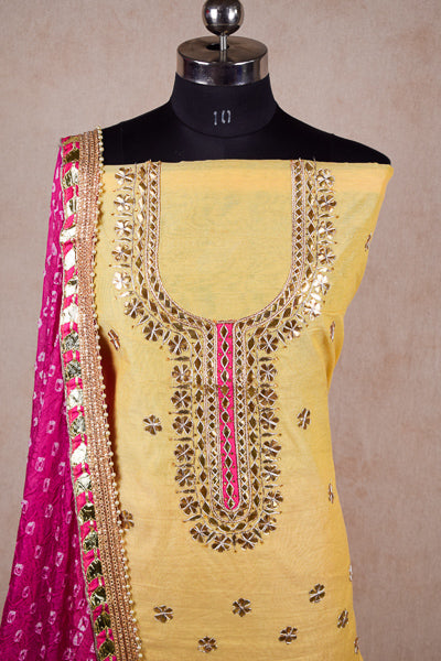 Gotapatti hand work suit  with dupatta - unstitched - Kanhasarees by ksds
