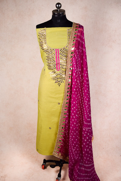 Gotapatti hand work suit  with dupatta - unstitched - KANHASAREE