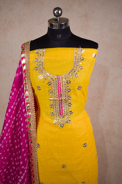 Gotapatti hand work suit  with dupatta - unstitched (Copy) - KANHASAREE